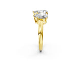Yellow gold Three-Stone Pear Cut Diamond Ring with Channel Set Band and Four-Prong Setting_28