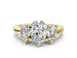 Yellow gold Three-Stone Pear Cut Diamond Ring with Channel-Set Band and Four-Prong Setting_43