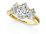 Yellow gold Three-Stone Pear Cut Diamond Ring with Channel-Set Band and Four-Prong Setting_44