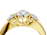 Yellow gold Three-Stone Pear Cut Diamond Ring with Channel-Set Band and Four-Prong Setting_47