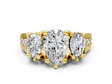 Yellow gold Three-Stone Pear Cut Diamond Ring with Channel-Set Band and Four-Prong Setting_61