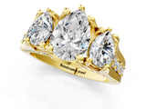 Yellow gold Three-Stone Pear Cut Diamond Ring with Channel-Set Band and Four-Prong Setting_62