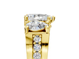 Yellow gold Three-Stone Pear Cut Diamond Ring with Channel-Set Band and Four-Prong Setting_66