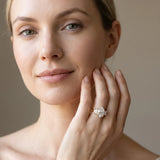 Yellow gold Three-Stone Pear Cut Diamond Ring with Channel Set Band and Four-Prong Setting_7