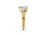 Yellow gold Three-Stone Pear Cut Diamond Ring with Channel-Set Band and Prong Setting_8