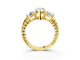 Yellow gold Three-Stone Pear Cut Diamond Ring with Channel-Set Band and Prong Setting_9
