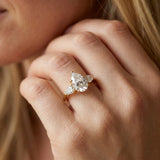 Yellow gold Three-Stone Pear Cut Diamond Ring with Pear Side Stones and Four-Prong Setting_15