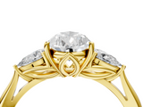 Yellow gold Three-Stone Pear Cut Diamond Ring with Pear Side Stones in Four-Prong Setting_115
