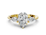 Yellow gold Three-Stone Pear Cut Diamond Ring with Pear  Side Stones in Four-Prong Setting_24