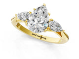Yellow gold Three-Stone Pear Cut Diamond Ring with Pear  Side Stones in Four-Prong Setting_25