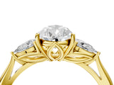 Yellow gold Three-Stone Pear Cut Diamond Ring with Pear  Side Stones in Four-Prong Setting_28