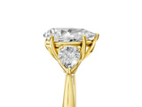 14K Yellow Gold Three-Stone 2.00 Carat E VS1 Pear Diamond Ring with Pear Side Stones in Four-Prong Setting