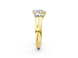 Yellow gold Three-Stone Pear Cut Diamond Ring with Prong Setting and Classic Band_5