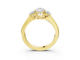 Yellow gold Three-Stone Pear Cut Diamond Ring with Prong Setting and Classic Band_6