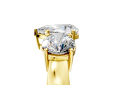 Yellow gold Three-Stone Pear Cut Diamond Ring with Round Side Stones, Classic Band, and Four-Prong Setting_12