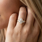 Yellow gold Three-Stone Pear Cut Diamond Solitaire with Prong Setting and Classic Band_15