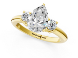 Yellow gold Three-Stone Pear Cut Diamond Solitaire with Prong Setting and Classic Band_72