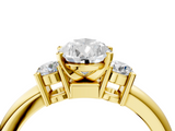 Yellow gold Three-Stone Pear Cut Diamond Solitaire with Prong Setting and Classic Band_75