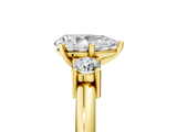 Yellow gold Three-Stone Pear Cut Diamond Solitaire with Prong Setting and Classic Band_76