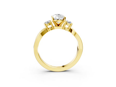 Yellow gold Three-Stone Pear Cut Diamond Twist Band with Prong Setting_27