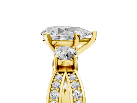 Yellow gold Three-Stone Pear Cut Diamond Twist Band with Prong Setting_29