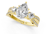 Yellow gold Three-Stone Pear Cut Diamond Twist Band with Prong Setting_65