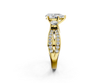 Yellow gold Three-Stone Pear Cut Diamond Twist Band with Prong Setting_66