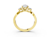 Yellow gold Three-Stone Pear Cut Diamond Twist Band with Prong Setting_67