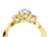 Yellow gold Three-Stone Pear Cut Diamond Twist Band with Prong Setting_68