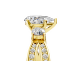 Yellow gold Three-Stone Pear Cut Diamond Twist Band with Prong Setting_69