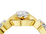 Yellow gold Three-Stone Pear Cut Diamond Wave Pave Band with Prong Setting_25