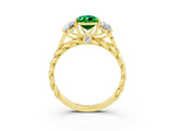 Yellow gold Three-Stone Pear Cut Emerald Braided Band Ring with Four-Prong Setting_15