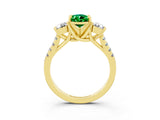 Yellow gold Three-Stone Pear Cut Emerald Pavé Band with Four-Prong Setting_3