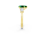 Yellow gold Three-Stone Pear Cut Emerald Ring with Pear Side Stones and Four-Prong Setting_2