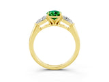 Yellow gold Three-Stone Pear Cut Emerald Ring with Pear Side Stones and Four-Prong Setting_3