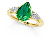 Yellow gold Three-Stone Pear Cut Emerald Ring with Pear  Side Stones in Four-Prong Setting_13