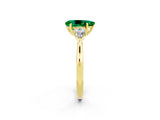 Yellow gold Three-Stone Pear Cut Emerald Ring with Pear  Side Stones in Four-Prong Setting_14