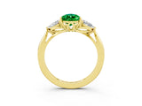 Yellow gold Three-Stone Pear Cut Emerald Ring with Pear  Side Stones in Four-Prong Setting_15