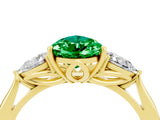 Yellow gold Three-Stone Pear Cut Emerald Ring with Pear  Side Stones in Four-Prong Setting_16