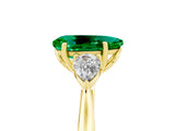 Yellow gold Three-Stone Pear Cut Emerald Ring with Pear  Side Stones in Four-Prong Setting_17
