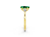 Yellow gold Three-Stone Pear Cut Emerald Ring with Pear  Side Stones in Four-Prong Setting_38