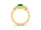 Yellow gold Three-Stone Pear Cut Emerald Ring with Pear  Side Stones in Four-Prong Setting_39