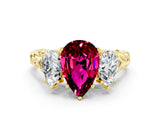 Yellow gold Three-Stone Pear Cut Garnet Braided Band Ring with Four-Prong Setting_12