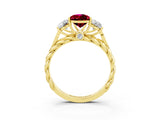 Yellow gold Three-Stone Pear Cut Garnet Braided Band Ring with Four-Prong Setting_15