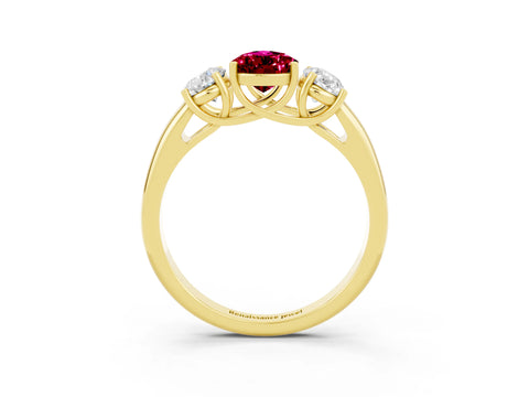 Yellow gold Three-Stone Pear Cut Garnet Engagement Ring with Prong Setting_3