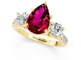 Yellow gold Three-Stone Pear Cut Garnet Pavé Band with Four-Prong Setting_1