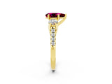Yellow gold Three-Stone Pear Cut Garnet Pavé Band with Four-Prong Setting_2