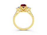Yellow gold Three-Stone Pear Cut Garnet Pavé Band with Four-Prong Setting_3