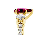 Yellow gold Three-Stone Pear Cut Garnet Pavé Band with Four-Prong Setting_5