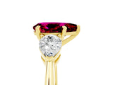 Yellow gold Three-Stone Pear Cut Garnet Ring with Pear Side Stones and Four-Prong Setting_5